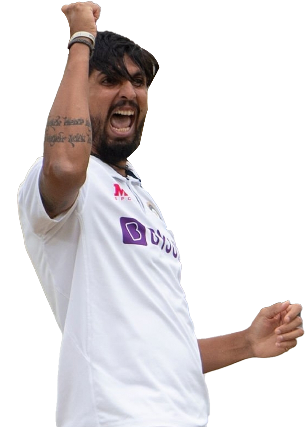 Ishant Sharma celebrating, arm raised